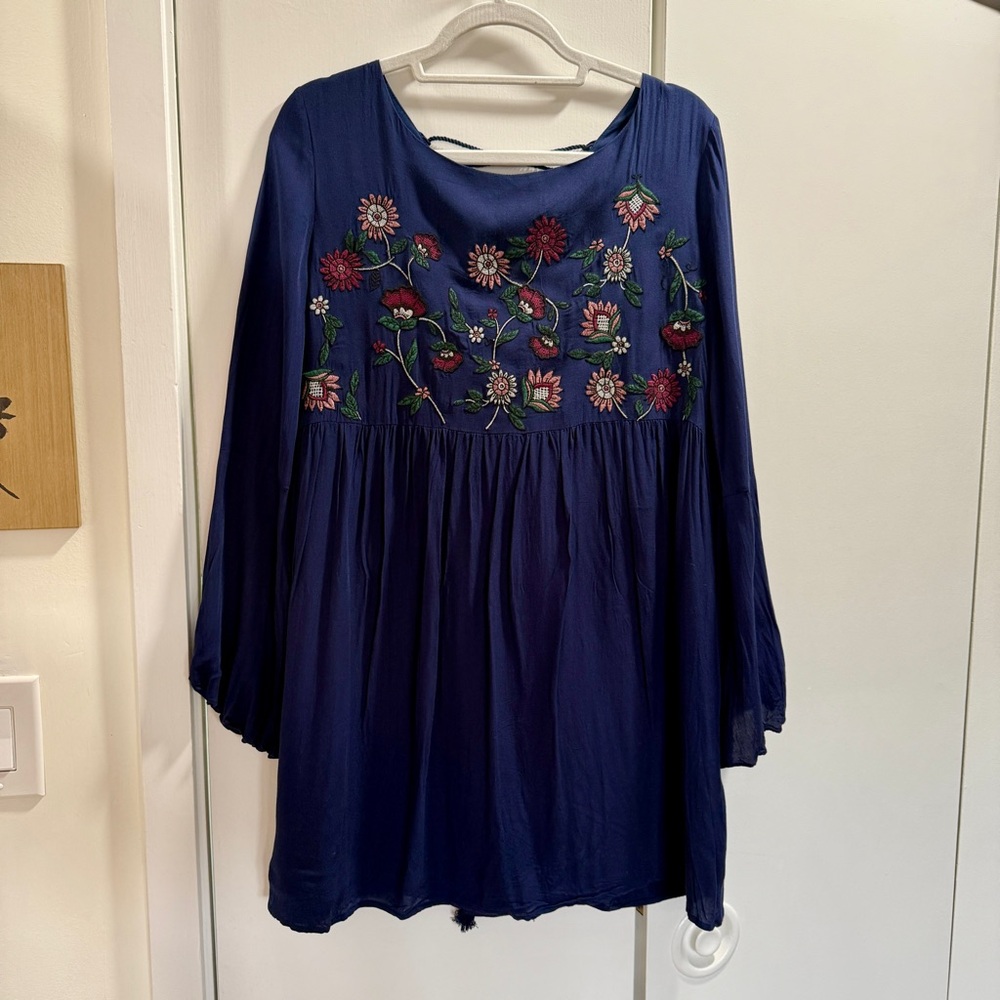Embroidered Bell Sleeve Dress